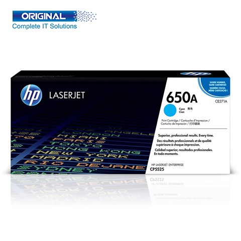 HP 650A Cyan Original Color LaserJet Toner (CE271A)