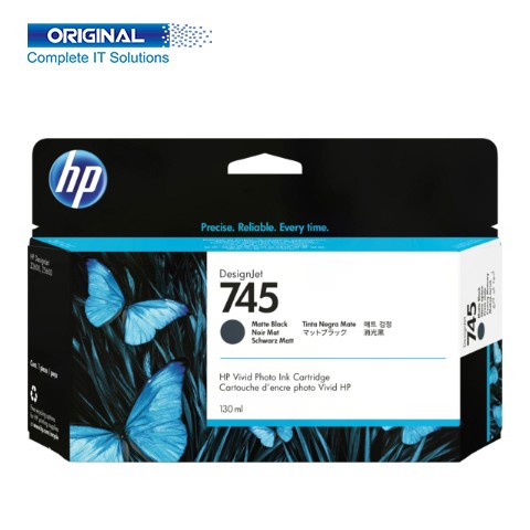 HP 745 130-ml DesignJet Matte Black Ink Cartridge F9J99A